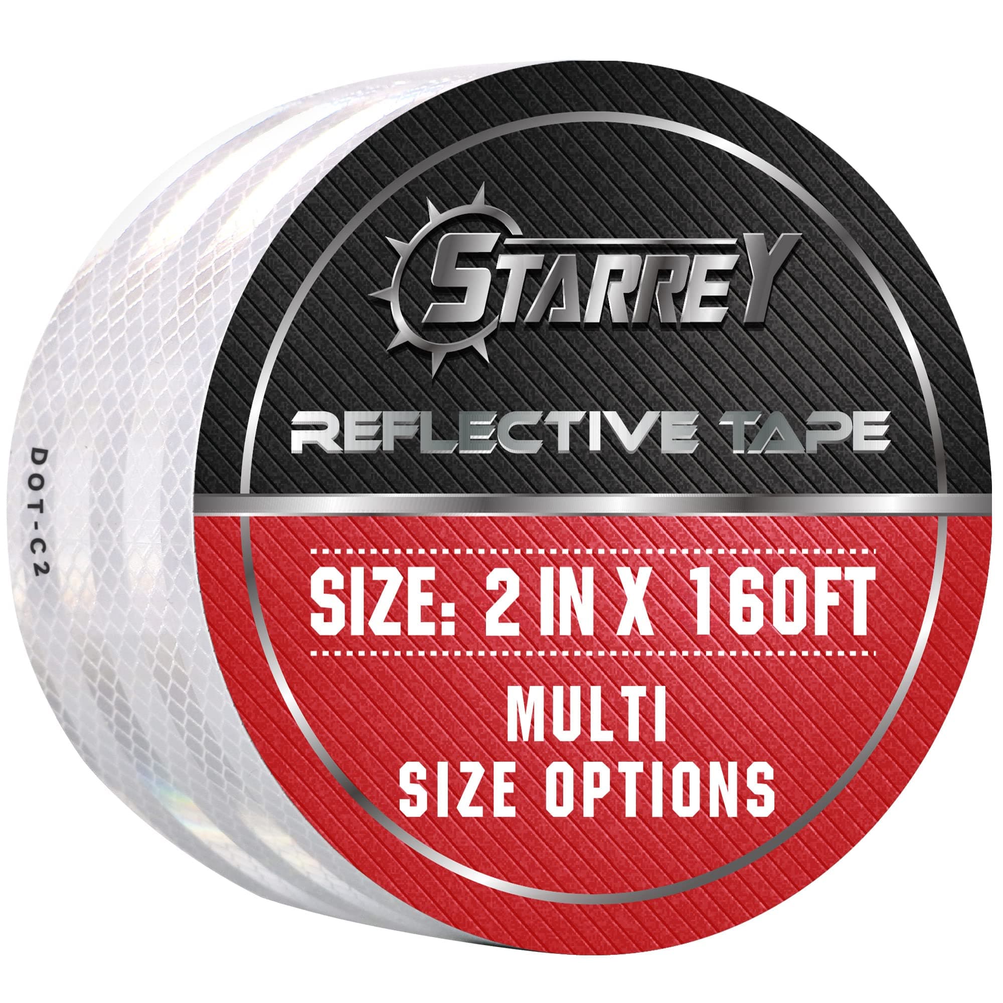 Reflective Tape 2 inch Wide 160 FT Long DOT-C2 High Intensity White - 2 inch Trailer Reflector Safety Conspicuity Tape for Vehicles Trucks Bikes Cargos Helmets