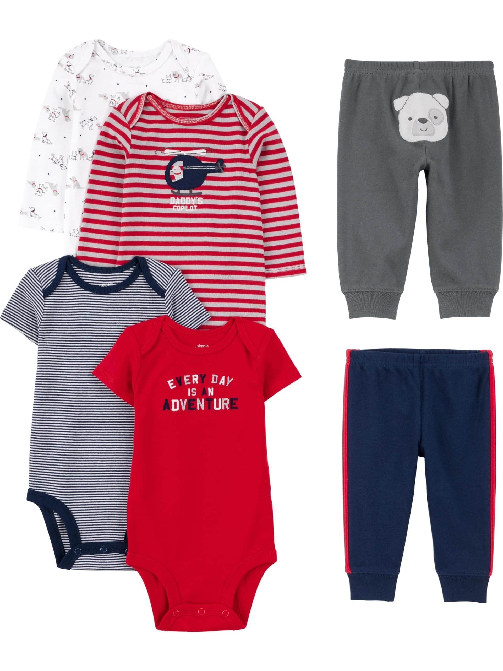Simple Joys by Carter's Baby 6-piece Bodysuits (Short and Long Sleeve) and Pants Set