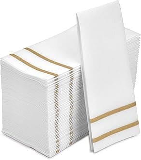 Paper Hand Towels for Bathroom, Linen-Feel Guest Towels, Formal Dinner, Anniversary, Napkins for Tables, Guestrooms, and Restrooms (Gold, 50 Count)
