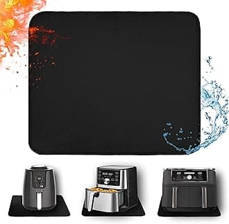 Heat Resistant Mat for Air Fryer, 15 x 18in Heat Resistant Mat for Countertop, Fireproof Silicone Countertop Protector Appliance Slider Hot pod for Air Fryer, Coffee Maker, Toaster, Oven (Black)