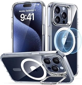 ESR for iPhone 15 Pro Case Cover, Compatible with MagSafe, Built-in Stash Stand Phone Case, Military-Grade Protective Case, Scratch-Resistant Back Cover, Classic Series, Clear
