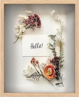 FrameWorks 16" x 20" Original Natural Oak Wooden Shadow Box Frame – Soft Felt Back, Tempered Glass, and Included Elegant White Ball Push Pins