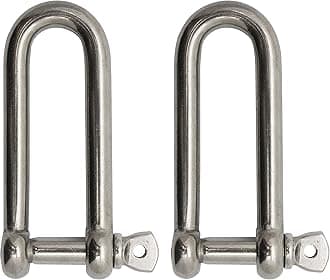 Extreme Max 3006.8209.2 BoatTector Stainless Steel Long D Shackle - 1/2", 2-Pack