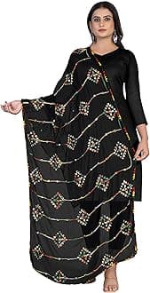 KEMZAWomen's Embroidered Mirror Work Chiffon Dupatta