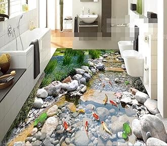 Wall Mural Wallpaper 108 x 75 inch (Width x Height) 3D PVC Flooring Custom Wall Paper Rock Creek Park carp 3D Bathroom Flooring murals Photo Wallpaper for Walls 3D