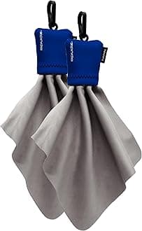 SPUDZ Classic Microfiber Lens Cleaner – Clip-On Pouch, Washable – for Binoculars, Scopes, Glasses, Screens | Navy Blue, 6 x 6 Inch (2-Pack)