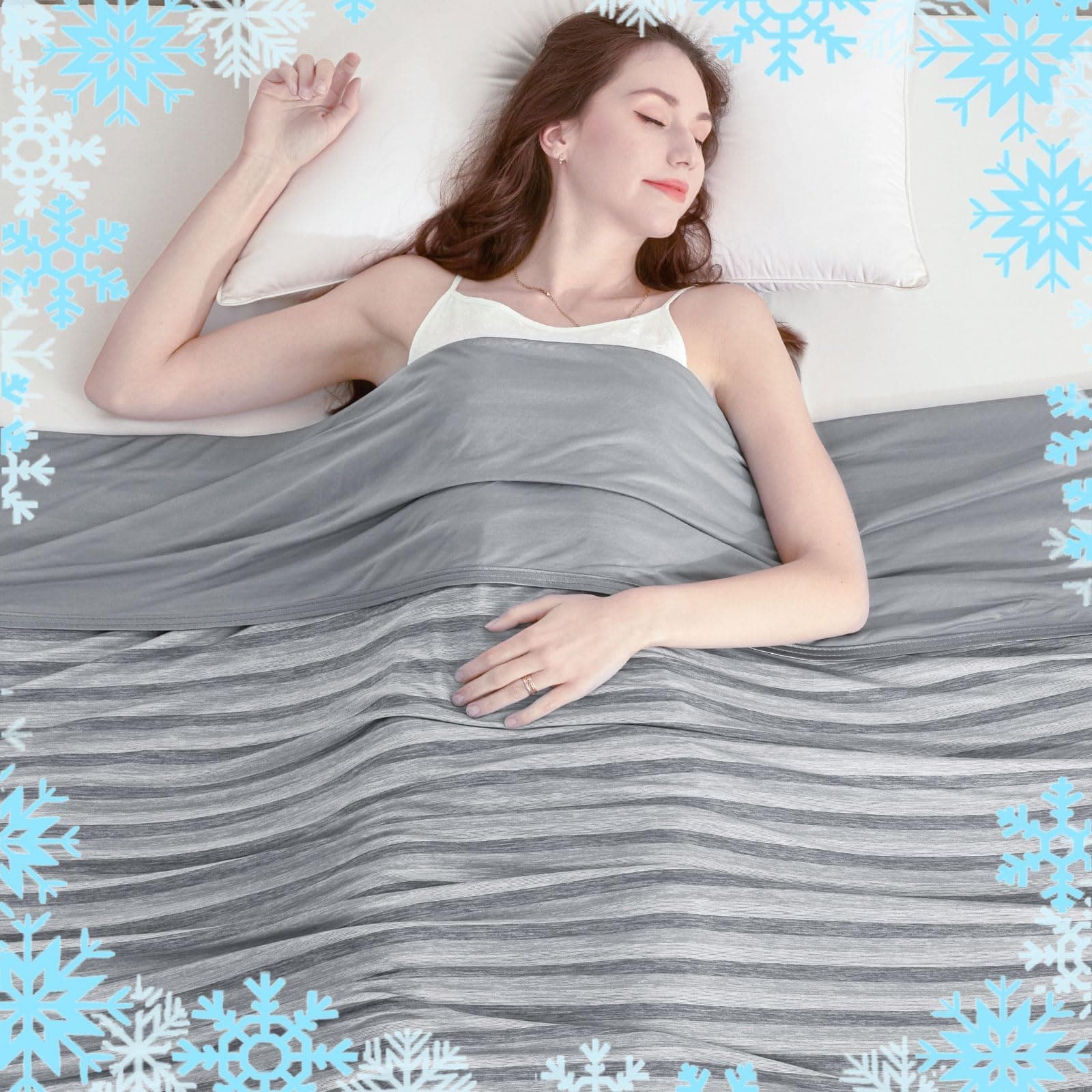 Ailemei Direct Cooling Blanket for Night Sweats,Double Sided Cold Effect,Lightweight Breathable Summer Blanket for Couch,Transfer Heat to Keep Body Cool for Hot Sleepers Menopause,127×178cm,Gray