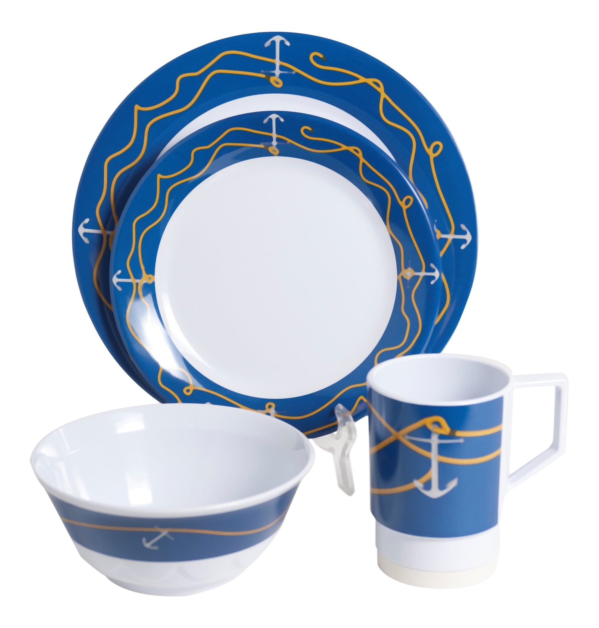 Galleyware Anchorline 16 Piece Melamine Non-Skid Dinnerware Set