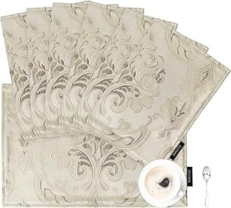 Placemats 30x45cm, Luxury Table Mats for Dining Room/Banquet/Restaurant/Festival Decoration (Set of 6, Champagne)