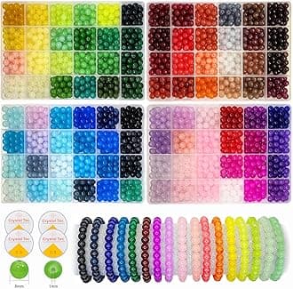 2500PCS 8mm Glass Beads Bracelet Making Kit, 96 Colors Crystal Beads for Jewelry Making, 4 Box Round Beads Suitable for Beginners