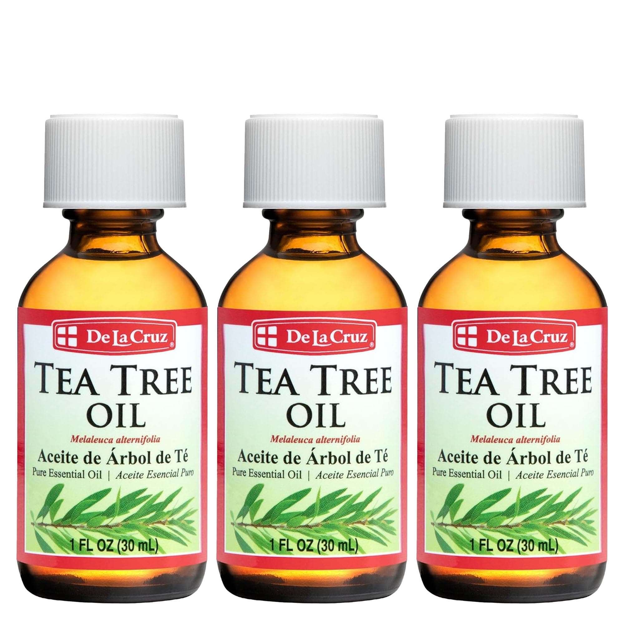 De La Cruz Tea Tree Oil - 100% Pure Tea Tree Essential Oil - Steam Distilled Tea Tree Oil for Aromatherapy - 1 FL OZ (3 Bottles)
