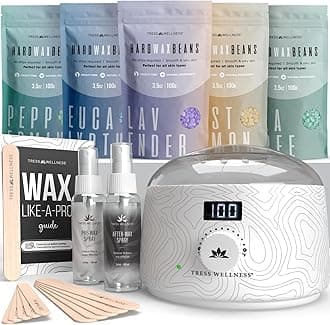 Waxing Kit for Sensitive Skin – Safe for Face & Skin, Prep & Aftercare Spray, Easy to Use – At-Home Kit for Face, Bikini, Brazilian & Full Body - Digital Display, Black & White