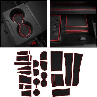 CupHolderHero fits Ford EcoSport Accessories 2018-2022 Premium Custom Interior Non-Slip Anti Dust Cup Holder Inserts, Center Console Liner Mats, Door Pocket Liners 25pc Set (Red Trim)