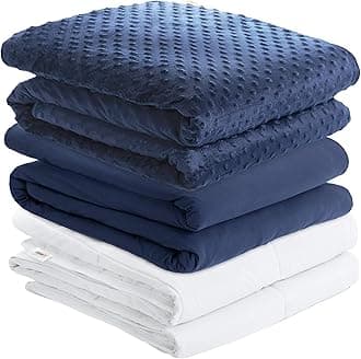 Degrees of ComfortWeighted Blanket 20 lbs Queen Size, Heavy Weighted Blankets for Adult, 1 x Cozy Heat Warm Minky Plush Washable Removable Cover Included, Micro Glass Beads Technology, 60x80 Navy