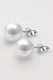 - HIGHSPARK 925 Silver Classic Pearl Earrings for Women | 92.5 Sterling Silver & Brilliant Lustre Pearls | Lovely Gift for Women