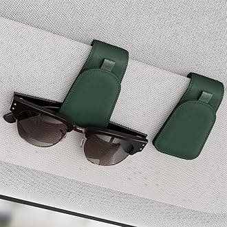 Sotfamily Sunglass Holder for Car Visor, Suede Cloth Magnetic Sunglass Organizer for Car Accessories, 2 Packs, Grass Green