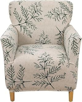 CRFATOP Printed Stretch Chair Slipcovers with Arms for Living Room 1 Piece Accent Chair Covers Soft Banquet Chair Covers Saucer Armchair Furniture Protector Office Reception Reading Sofa,A45
