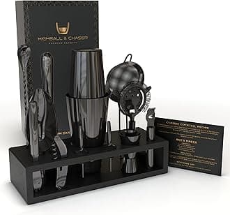 13-Piece Boston Cocktail Shaker Bar Set Gunmetal Plated Bartender Kit Tail With Mixology Accessories Bartending