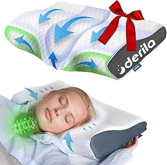 Derila King Size Neck Pillow for Sleeping, Cervical Pillow, Memory Foam Side Sleeper Pillows, Bed Contour Pillows for Back, Stomach Sleepers for Men 23.6x13.4x4.3 in