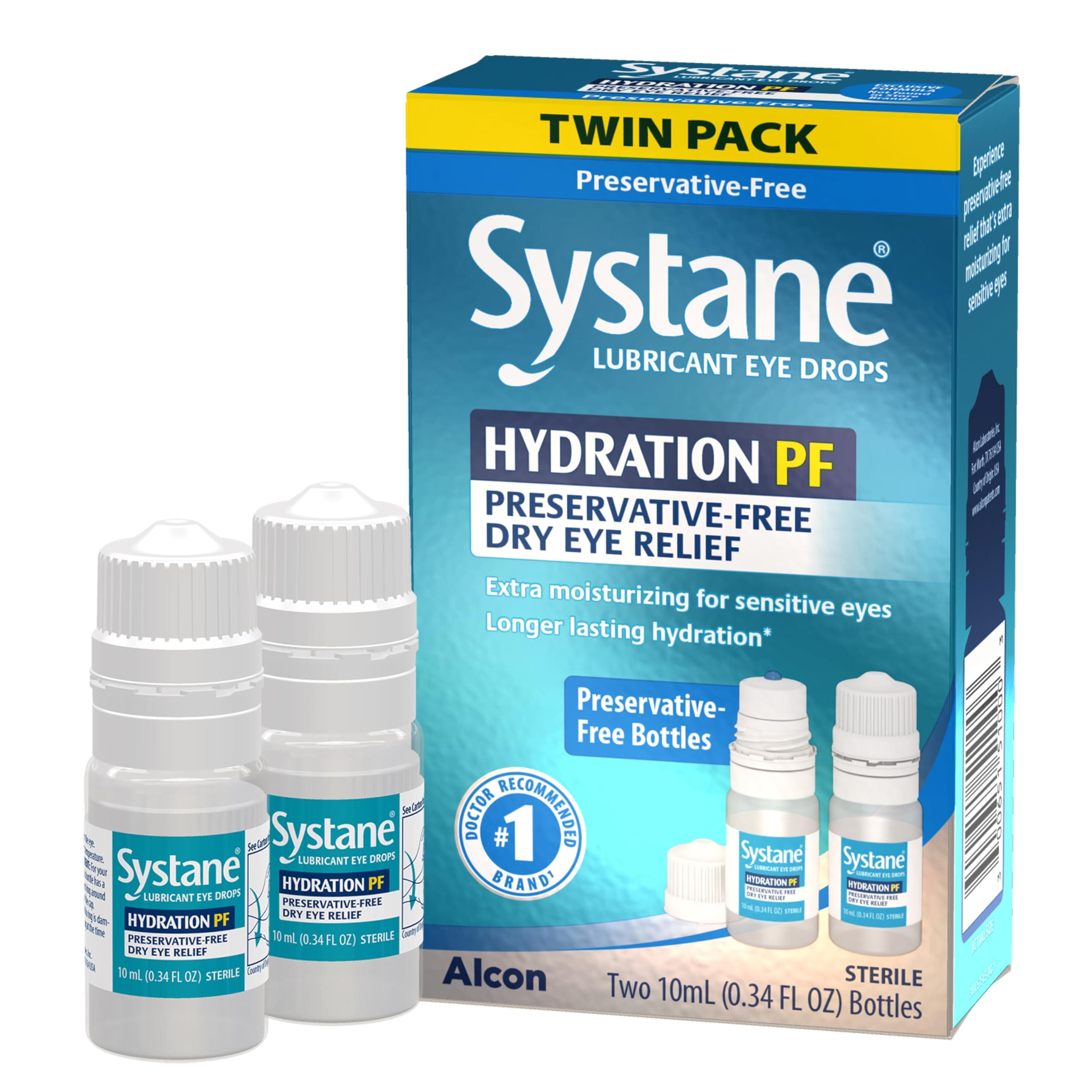 Systane Hydration Multi-Dose Preservative-Free Eye Drops Dry Eye Relief, 0.34 fl oz, Twin Pack (Pack of 2)