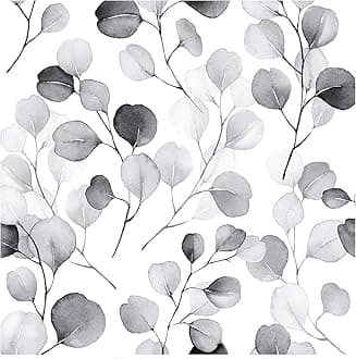 HAOKHOME Peel and Stick Wallpaper Black/Grey/White Eucalyptus Leaf Floral Wall Mural Home Nursery Decor 17.7in x 9.8ft