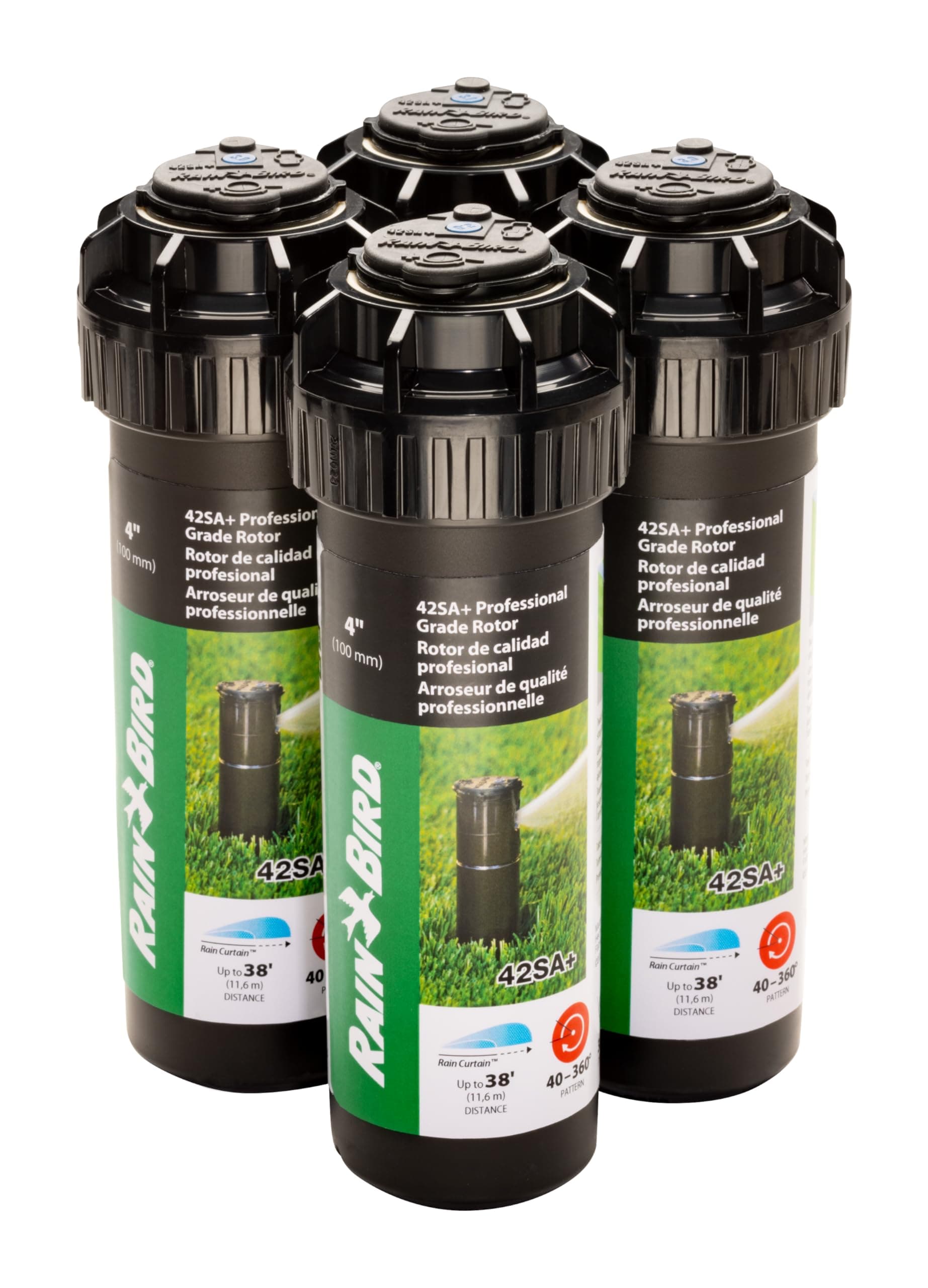 Rain Bird 42SA+/4PK Simple Adjust Gear Drive Rotor, Adjustable 40° - 360° Pattern, 26' - 38' Spray Distance, 4-Pack