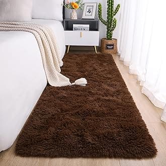 Soft Runner Rug for Bedroom Living Room Plush Fluffy Rug 2x6 Feet, Shag Furry Runner Rug Carpet Non Shedding for Nursery Children Kids Girls Room Home Decorative, Brown