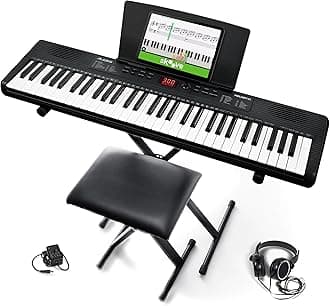 Alesis Keyboard Piano, 61 Keys Built-in Speaker, Portable for Beginners, Electronic Keyboard Stand Bench, Headphone, Tablet/Music Stand, 300 Tones, Free Lesson Included, Melody 61 MK4