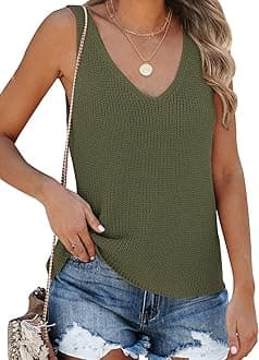 TutorutorWomens Summer Sleeveless V Neck Sweater Vest Fall Knitted Loose Cami Tank Tops