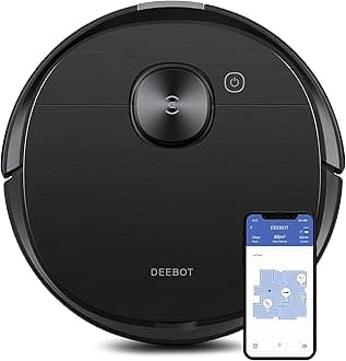 ECOVACS DEEBOT OZMO T8 AIVI Vacuum Cleaner, Robotic Vacumm and Mop in One-Go, Precise Laser Mapping Smart AI Object Recognition, On-demand Live Video, Powerful Custom Clean, 180min Runtime, Black