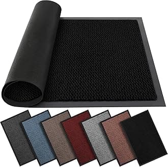 BLADO Washable Door Mats - Non-Slippery Heavy Duty Doormats - Stylish & Large Rubber Door Mat - Perfect Dust Grabbing Outdoor & Indoor (Black, 45cm x 75cm)