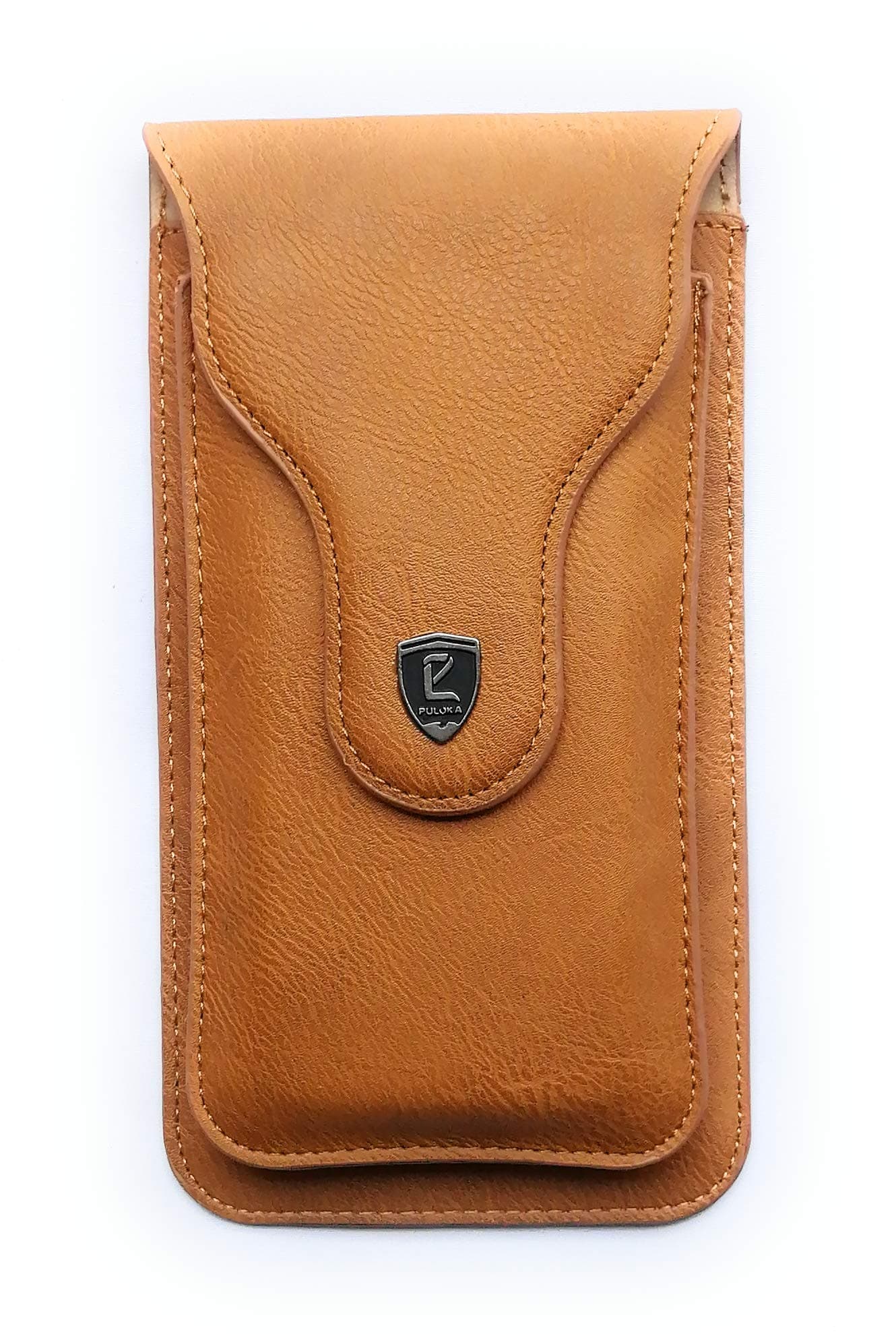 Yaamya Multi Function Leather Mobile Phone Waist Bag Holster Belt Clip Case with 2 Pocket for 6.5 inch Mobile and Card Holder - Light Brown