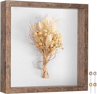 Califortree 8x8 Shadow Box Picture Frame - Memory Box Display Case for Memorabilia Flower Awards Medals Wedding Photos and Keepsake, Rustic Brown