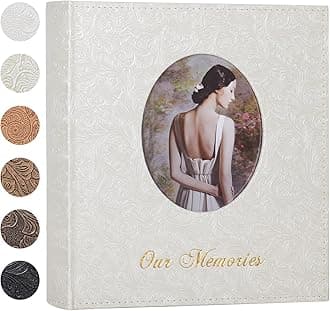 RECUTMS Photo Album 4x6 600 Photos, Large Capacity Retro Leather Cover Picture Albums Holds 600 Horizontal and Vertical 4x6 Photos with White Pages for Family Wedding Baby (White)