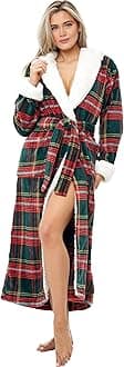 Alexander Del Rossa Women's Sherpa Robes for Women Long, Womens Robes Long Hooded Bathrobes for Women, Plus Size Robe Cozy