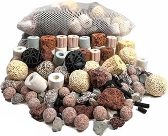 Biological Filter Media - Bio Balls Ceramic Rings Set with Mesh Bag for Aquarium Filter, Pond and Fish Tank (500g, 1.1lb)