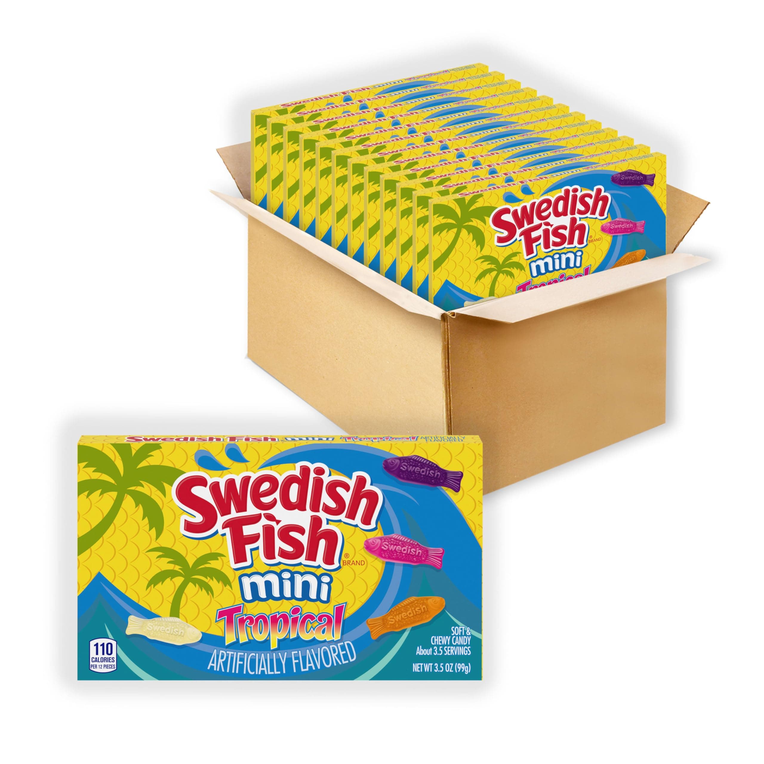 Mini Tropical Soft & Chewy Gummy Candy, Bulk Candy, 12 - 3.5 oz Boxes