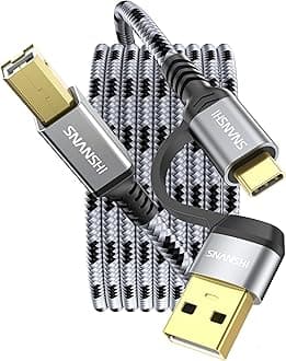 SNANSHI USB B to USB C 6.6 FT, Nylon Braided USB C to USB B Printer Cable for Printer,Scanner, MIDI to USB C Cable Compatible with Yamaha Piano MIDI Keyboard, DAC, DJ Controller