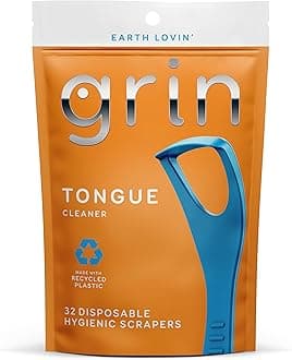 Tongue Cleaner, 32 Count, Disposable Tongue Cleaner, Hygienic Scraper, Recycled Plastic, Clean Tongue, Promote Fresh Breath, Includes Safe Fold- Back Tooth Pick