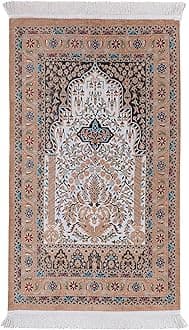 Prayer Rug Islam, Prayer Matt Islam, Prayer Rugs Islam Thick and Soft, Prayer Mat Muslim, Muslim Praying Mat, Portable Prayer Rug, Eid Gift Boxes (Light Brown)