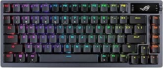 ASUS ROG Azoth 75 Wireless DIY Custom Gaming Keyboard, OLED Display, Gasket-Mount, Three-Layer Dampening, Hot-Swappable Pre-lubed ROG NX Blue Switches & Keyboard Stabilizers, ABS Keycaps, RGB-Black
