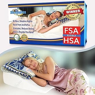 Sleepnitez Fsa Eligible 8" Bed Wedge Pillow – Memory Foam Wedge for Sleeping, Acid Reflux Pillow for Snoring, GERD, Pregnancy, Sleep Apnea, Reading – Luxurious 3.25" Memory Foam Top Layer
