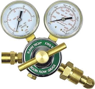 Flow Gauge Argon Regulator, Easy to Read 2” Dual-Scale Gauges, Ideal Welding Tool, Sturdy Construction, Comes Packaged in a Black Box, Tested in The USA