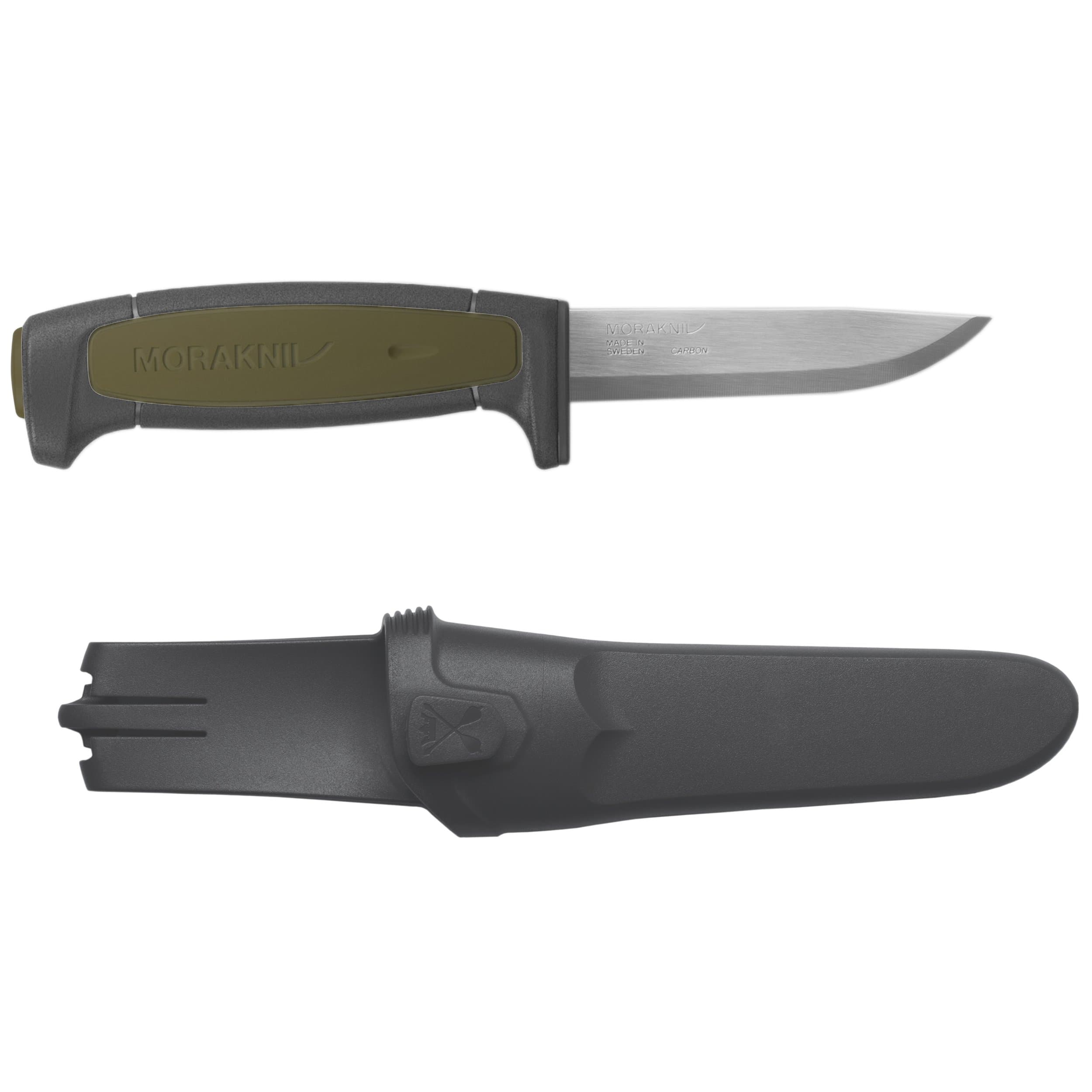 Morakniv Craftline Basic 511 High Carbon Steel Blade Utility Knife & Combi-Sheath, 3.6", Black/Military Green, M-13249