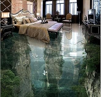 Wall Mural Wallpaper 47 x 32 inch (Width x Height) Custom Photo 3D Flooring Mural self - Adhesion Picture Wall Sticker Fairyland Peak Cliff Painting 3D Room murals Wallpaper