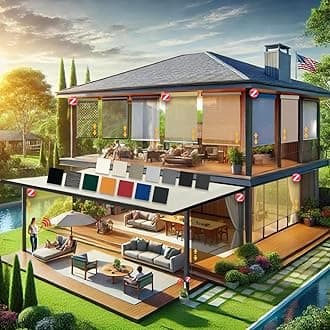 HIALDUO Customized Roller Shade Blinds with Remote-Controlled Motorized Operation, (Outdoor Design Fabric)