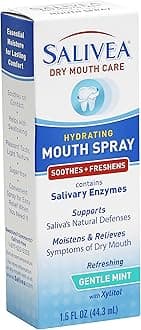 SALIVEA Dry Mouth Spray for Adults (1 Pack) — 250 Pumps, Saliva Substitute Mouth Spray with Natural Salivary Enzymes & Xylitol, Moisturizing Dry Mouth Relief, Alcohol Free, Soothing Mint, 1.5 oz