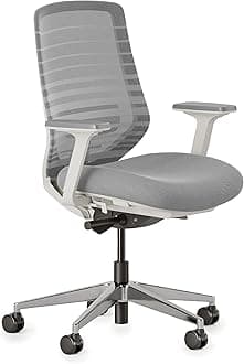 - Ergonomic Chair - A Versatile Desk Chair with Adjustable Lumbar Support, Breathable Mesh Backrest, and Smooth Wheels - Experience Optimal Comfort and Support - Pebble - White