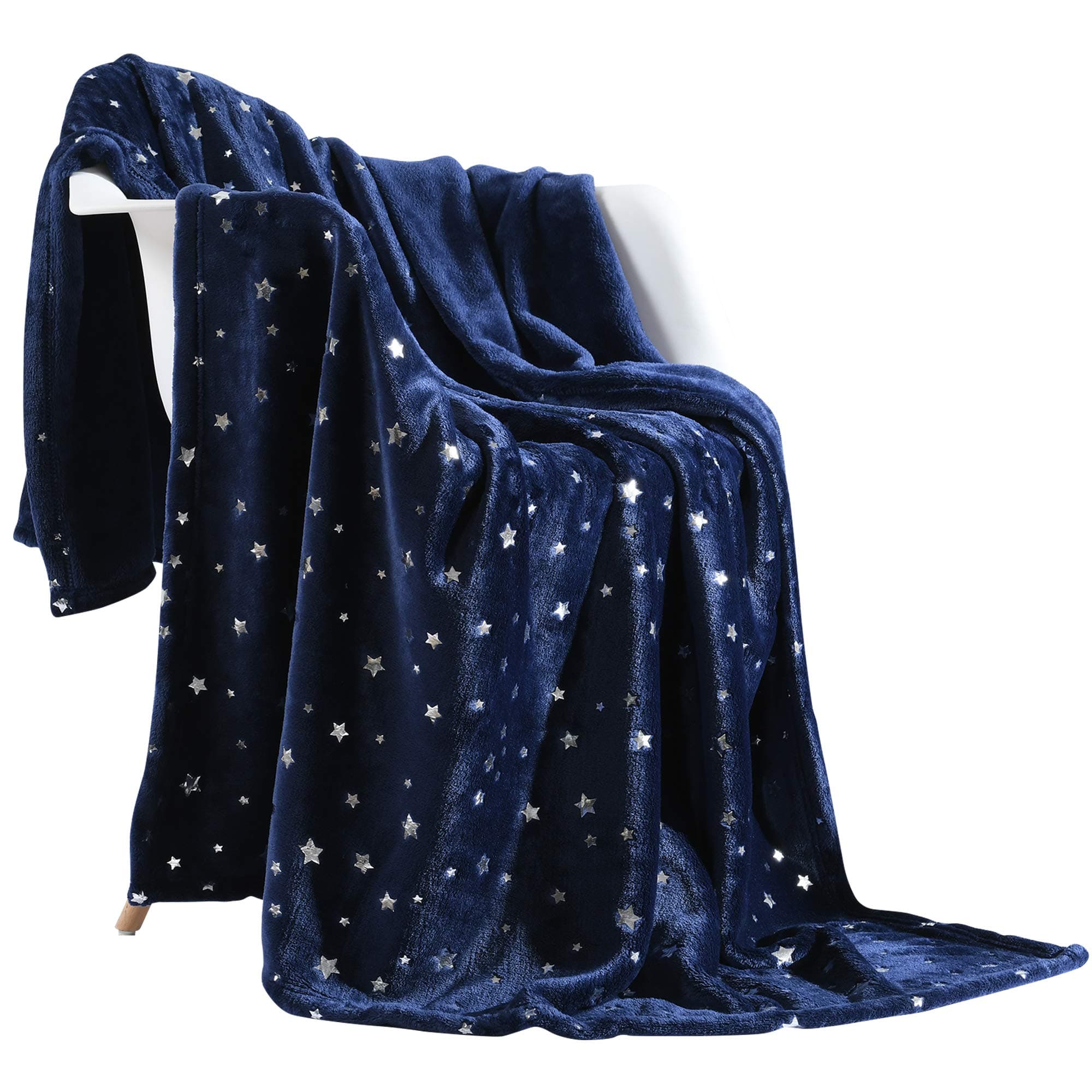 Throw Blanket, Ultra Soft Thick Microplush Bed Blanket, All Season Premium Fluffy Microfiber Fleece Throw for Sofa Couch Throw (50"x65", Navy Blue)