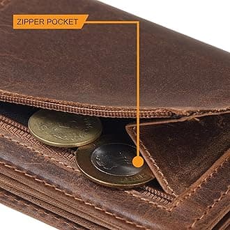 SKiDE Bifold Money Wallet for Men | Long Wallets for Men | Mens Wallet Branded | RFID Protected Wallets for Men Branded | Bifold Leather Wallet for Men | RBXW5PUB, Hunter Tan Zipper, Minimalist